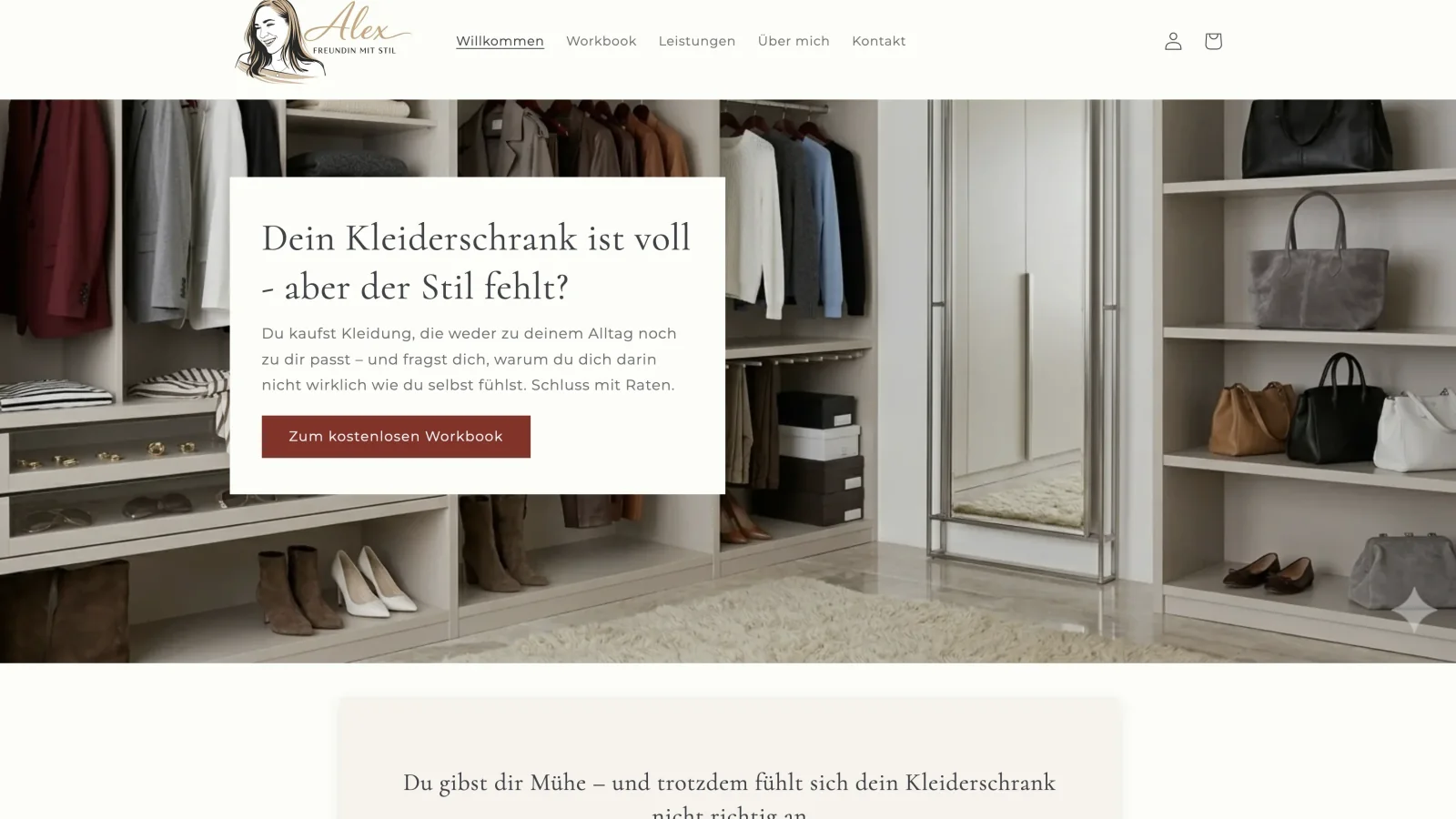 Startseite von Freundin mit Stil mit einer klaren Ansprache für Menschen, denen im vollen Kleiderschrank der eigene Stil fehlt