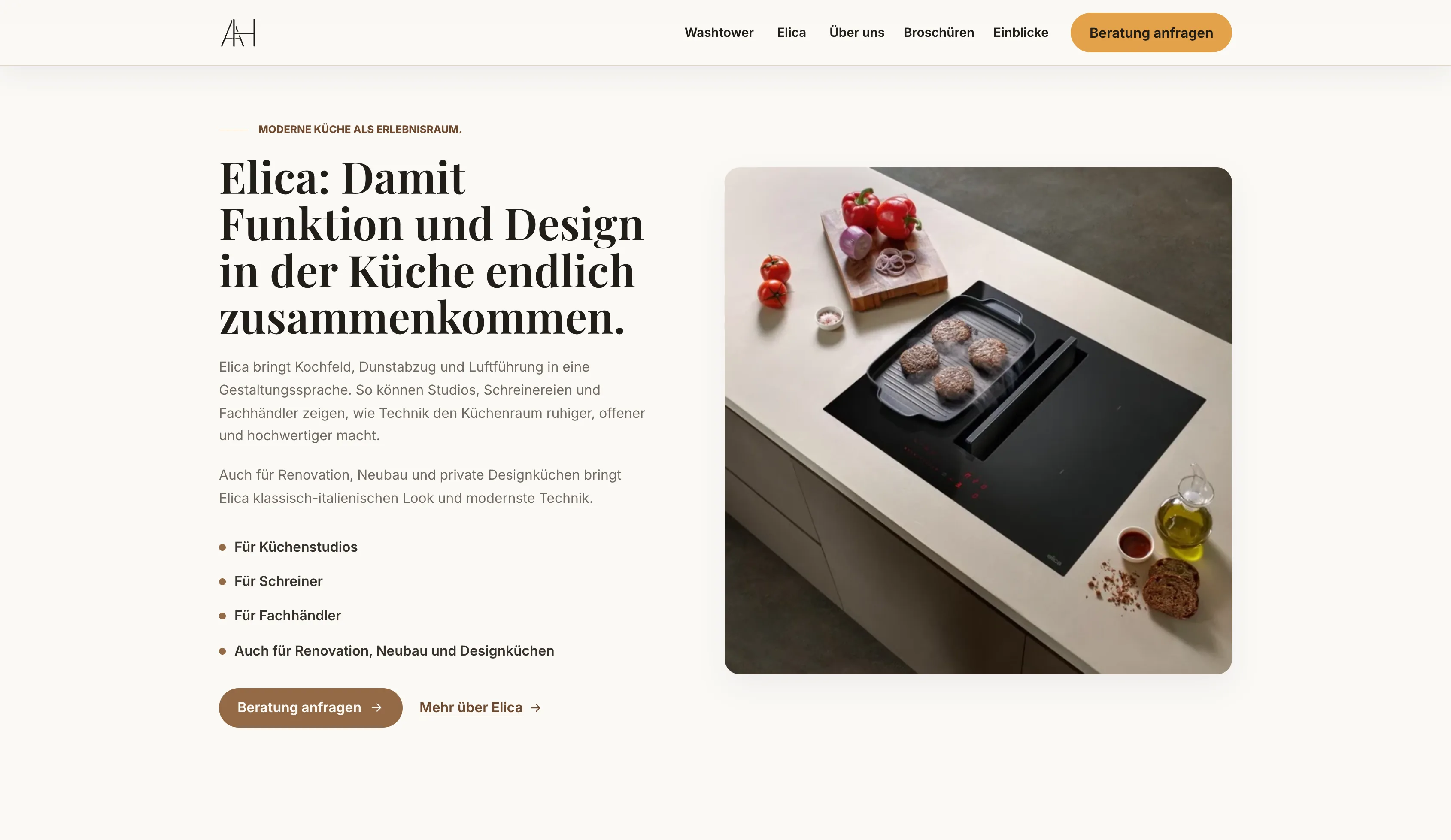 Elica-Bereich auf der Website von ADAGO-Home