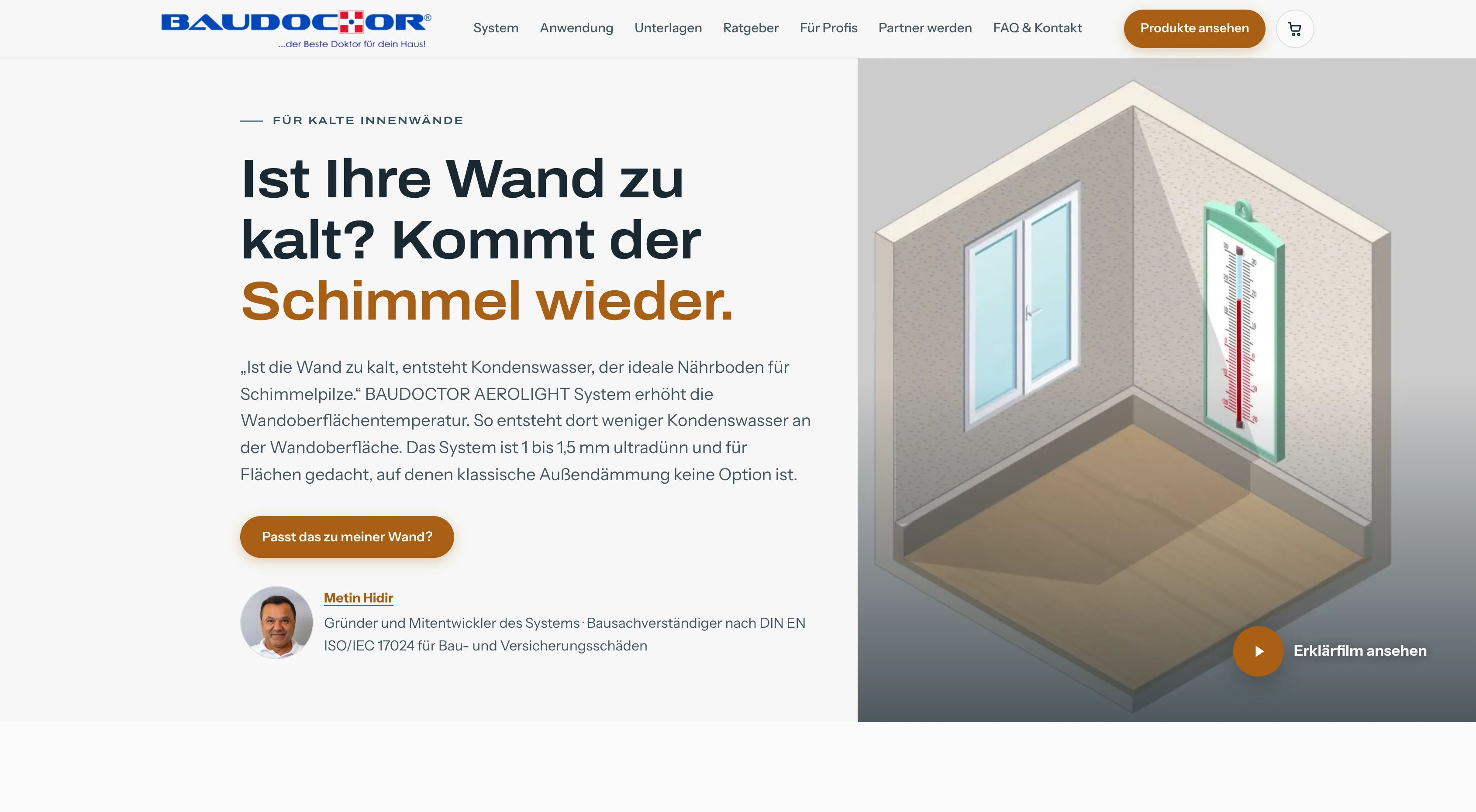 Hero der Website von BAUDOCTOR