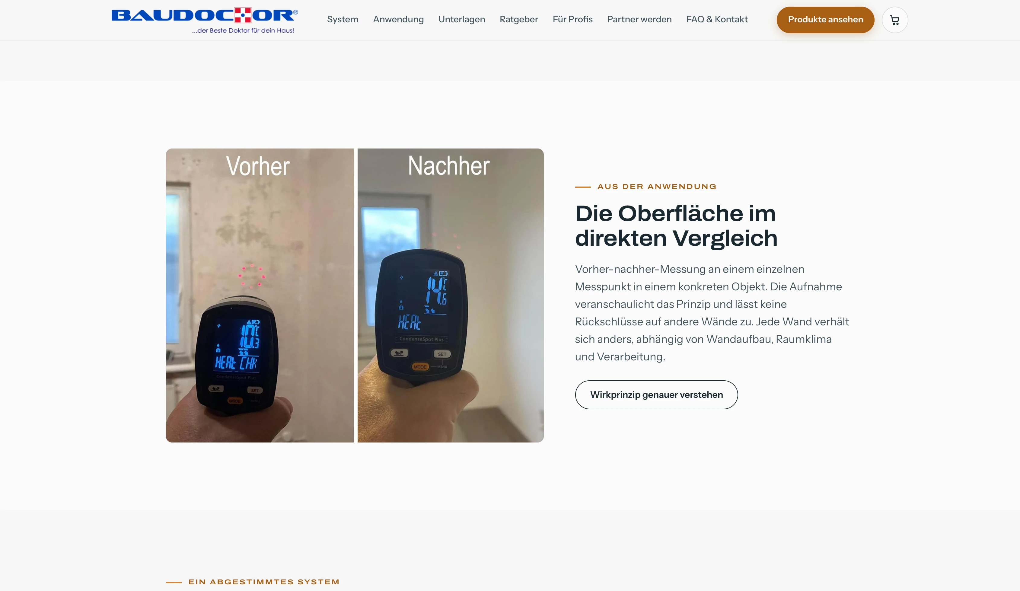 Vorher-nachher-Vergleich auf der Website von BAUDOCTOR