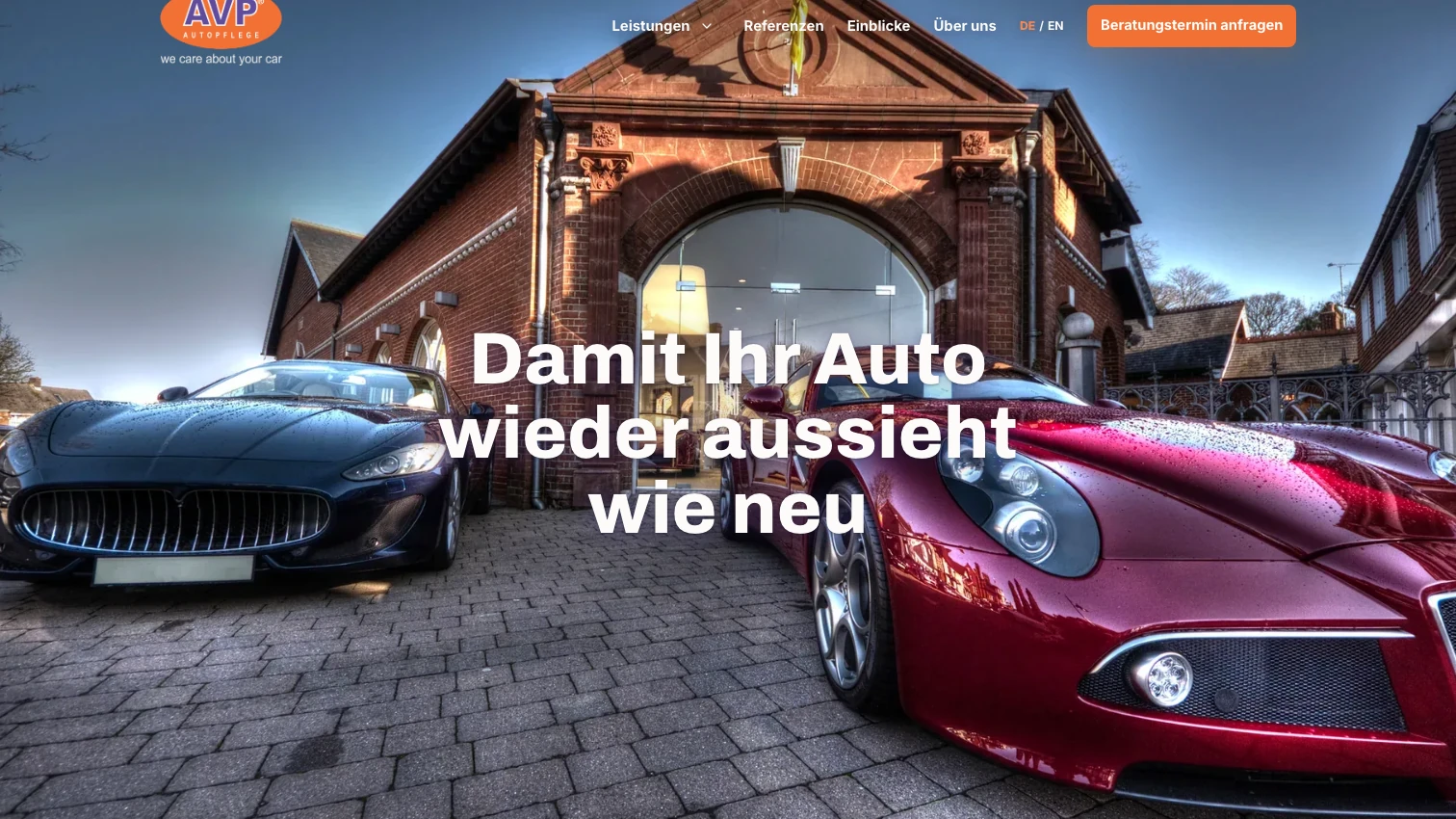 Hero der Website von AVP Autopflege