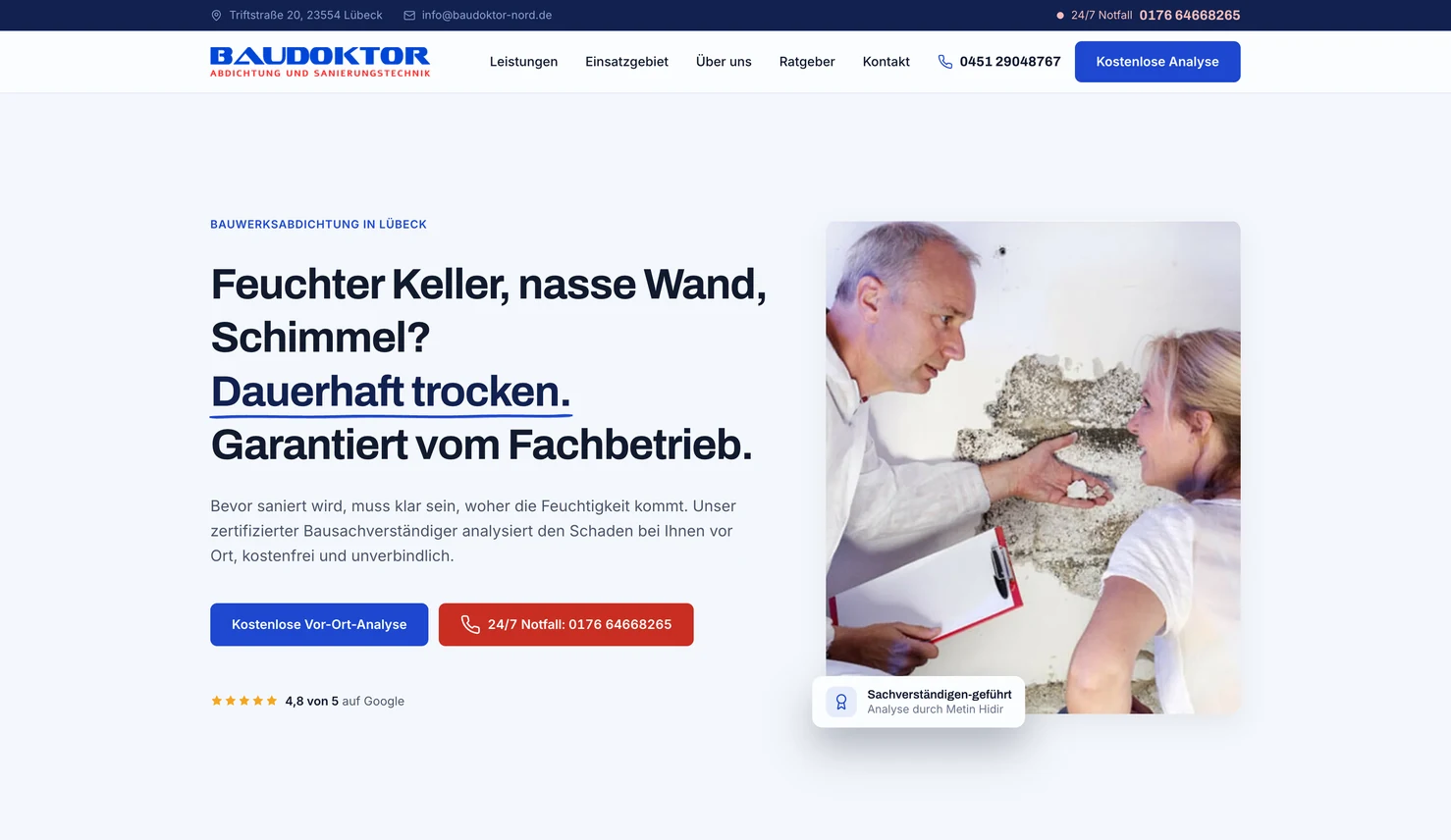 Hero der Website von BAUDOKTOR Nord