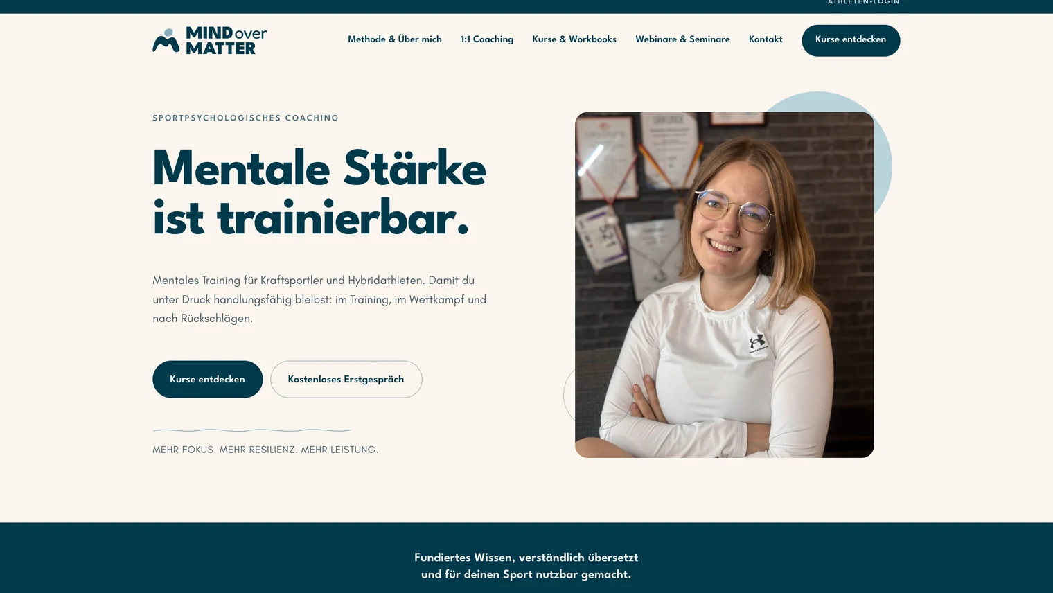 Startseiten-Hero von Mind Over Matter Coaching mit Lena Rehra