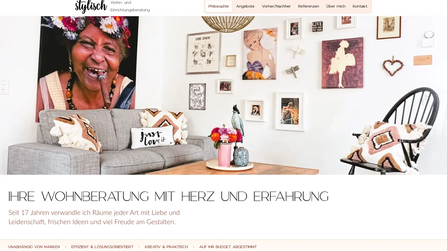 Hero der Website von stylisch Wohn- und Einrichtungsberatung