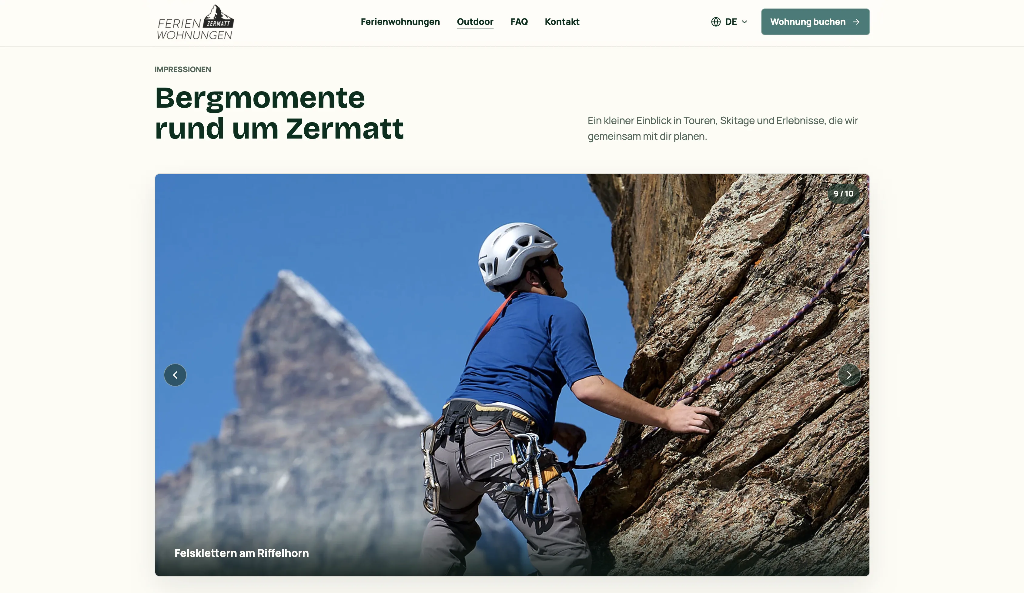 Outdoor-Seite von Ferienwohnungen Zermatt mit Kletterer am Riffelhorn