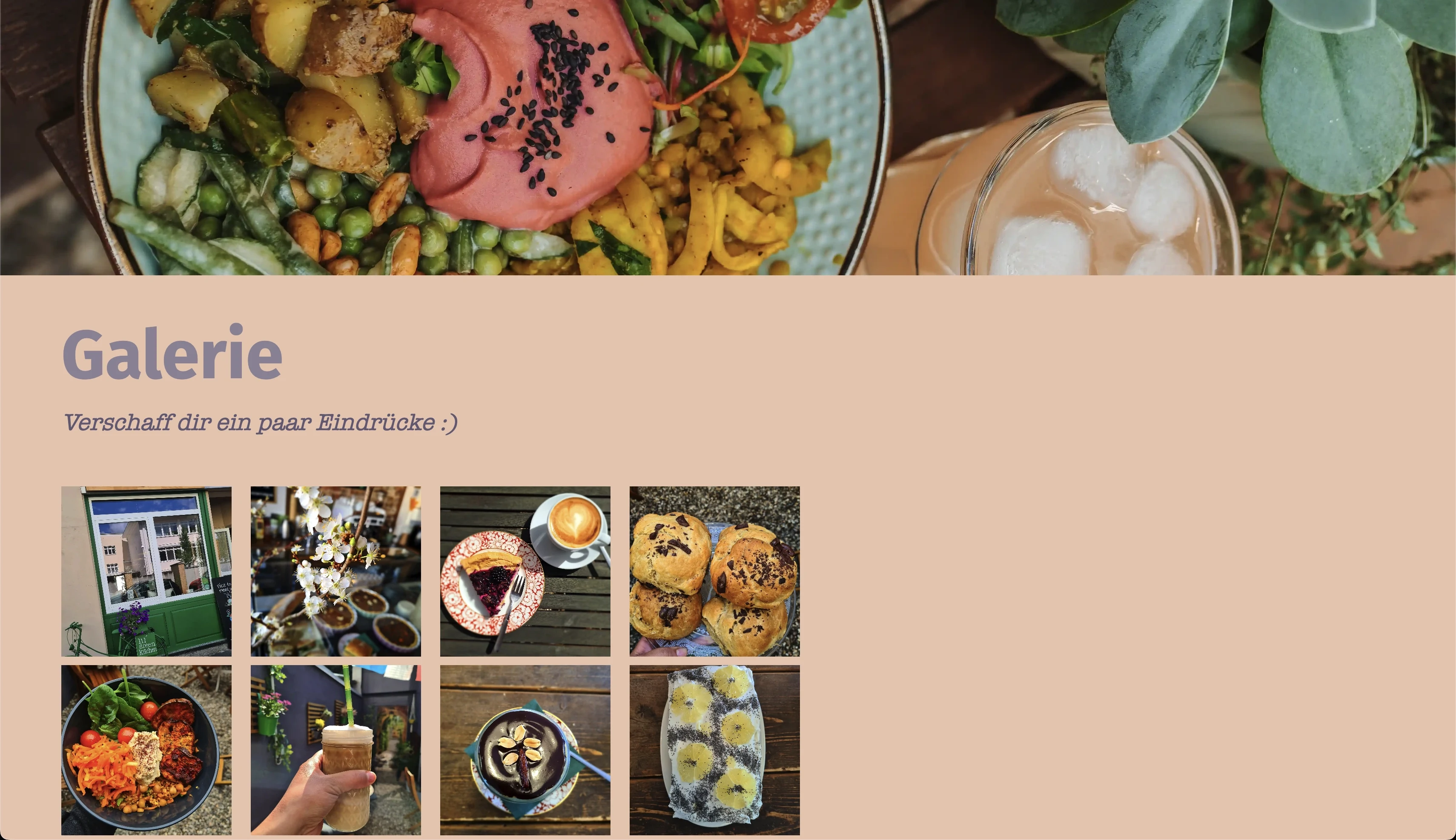 Galeriebereich auf der Website von little green kitchen
