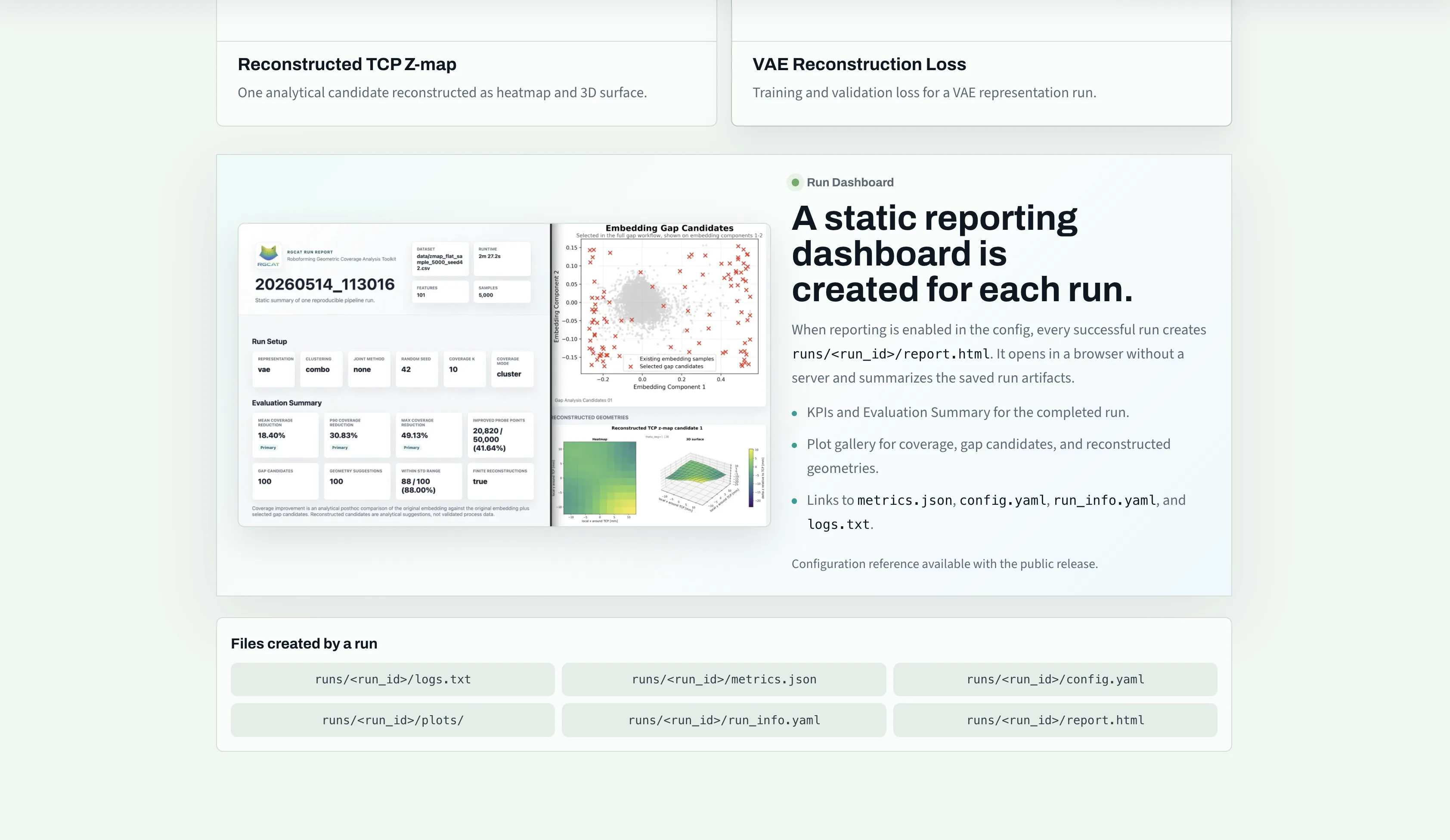 Statisches RGCAT Reporting-Dashboard mit Kennzahlen und Analyseplots