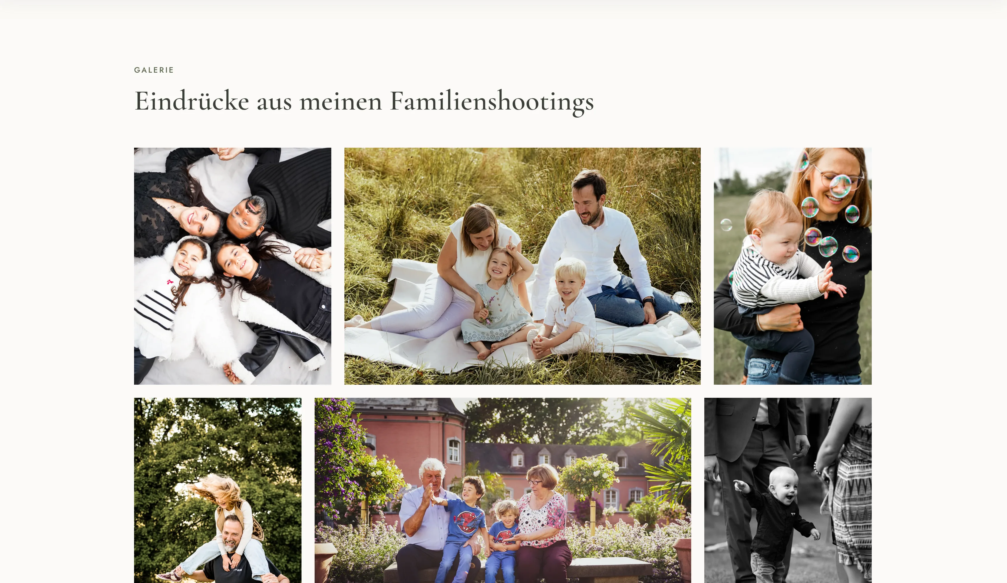 Galerie mit Familienfotos auf der Website von So wie du bist Fotografie