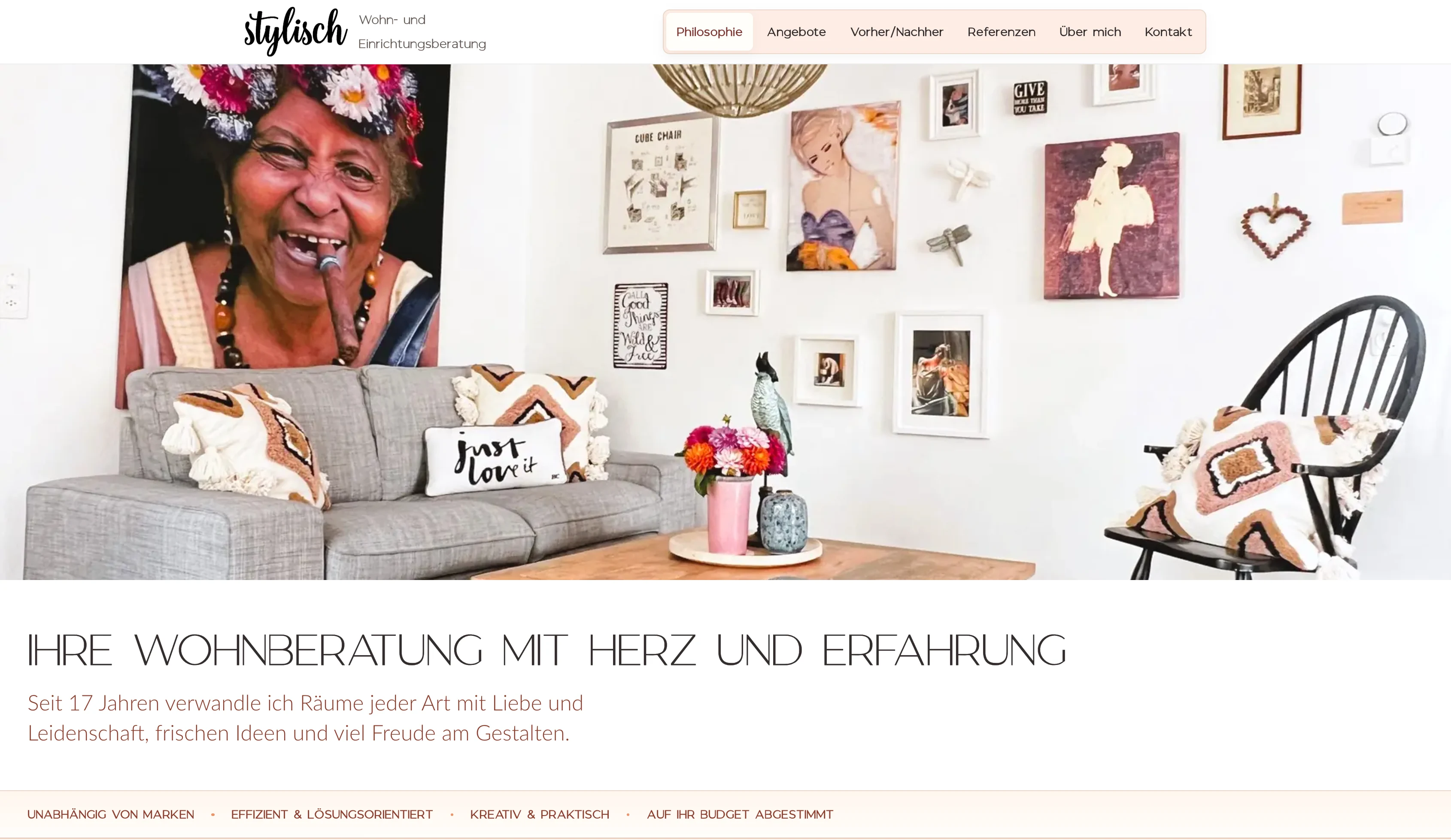 Hero der Website von stylisch Wohn- und Einrichtungsberatung